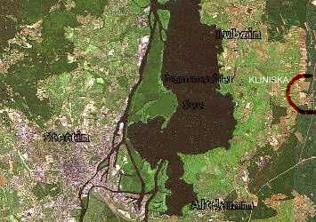 Zdjęcie satelitarne Jeziora Dąbskiego i Klinisk